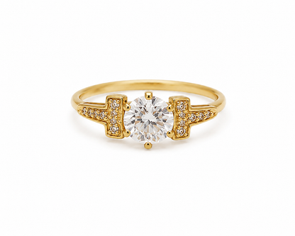 Anillo Compromiso Circon Blanco Oro amarillo 18k / Talla 5 3/4 / 1,80 Gr / 6,70 mm