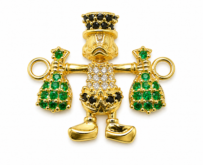 Herraje Pato Circon Verde Oro amarillo 18k +3 / 2,59 Gr / 1,7 cm