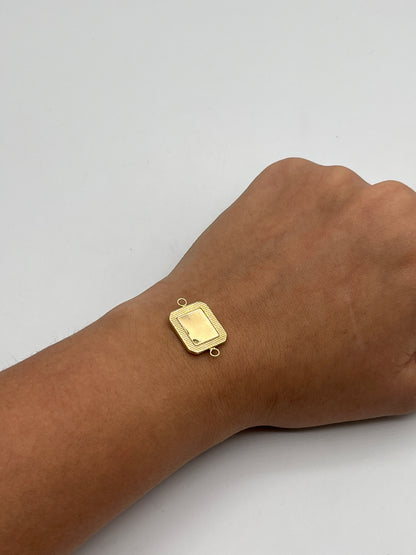Herraje Placa Diamantada Oro amarillo 18k 1,63 Gr / 2,2 Cm