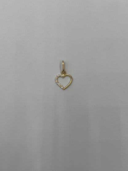 Dije corazon circon blanco Oro amarillo 18k 0,36 Gr / 8,90 mm / 1 Cm