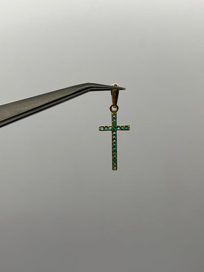 Dije cruz esmeralda oro amarillo 18k / 1.13gr (joya)
