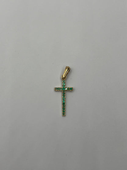 Dije cruz esmeralda oro amarillo 18k / 1.13gr (joya)