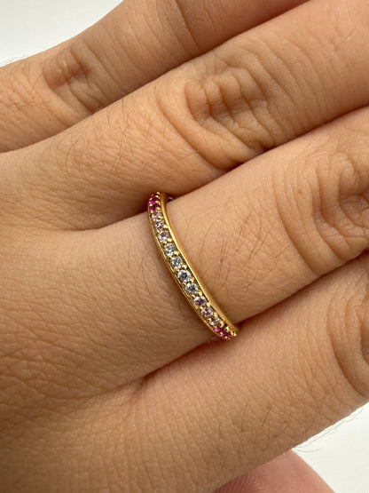 Anillo Churumbela Circon Blanco y Rosa Oro amarillo 18k / Talla 7 / 1,79 Gr / 2,3 mm