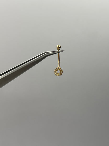 Piercing ombligo circulo circon blanco / 0,64 Gr
