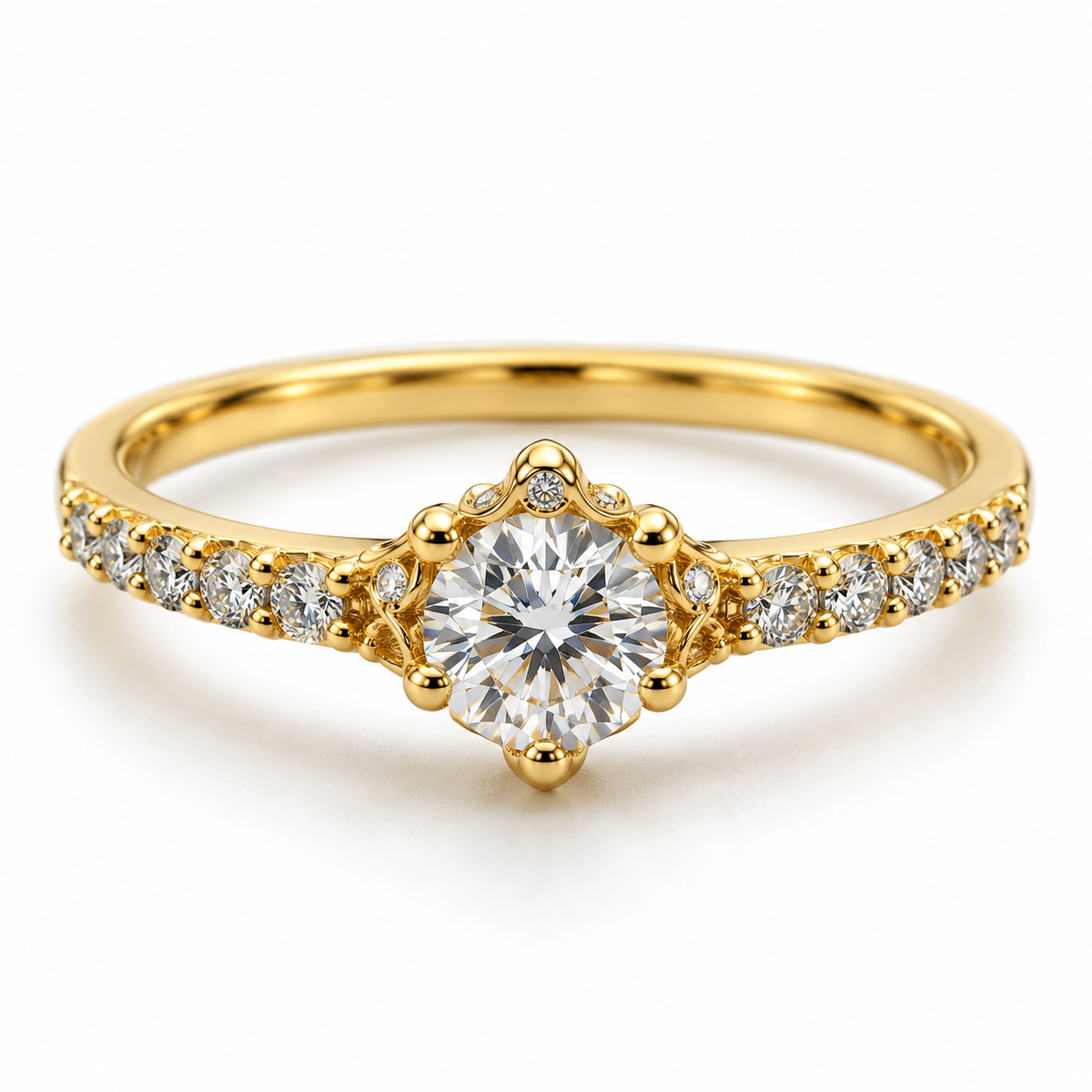 Anillo Compromiso Circon Blanco Oro amarillo 18k / Talla 6 / 1,14 Gr / 3,90 mm