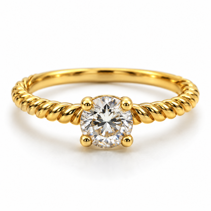 Anillo Compromiso Trenza Circon Blanco Oro amarillo 18k / Talla 7 1/4 / 1,55 Gr / 4,50 mm