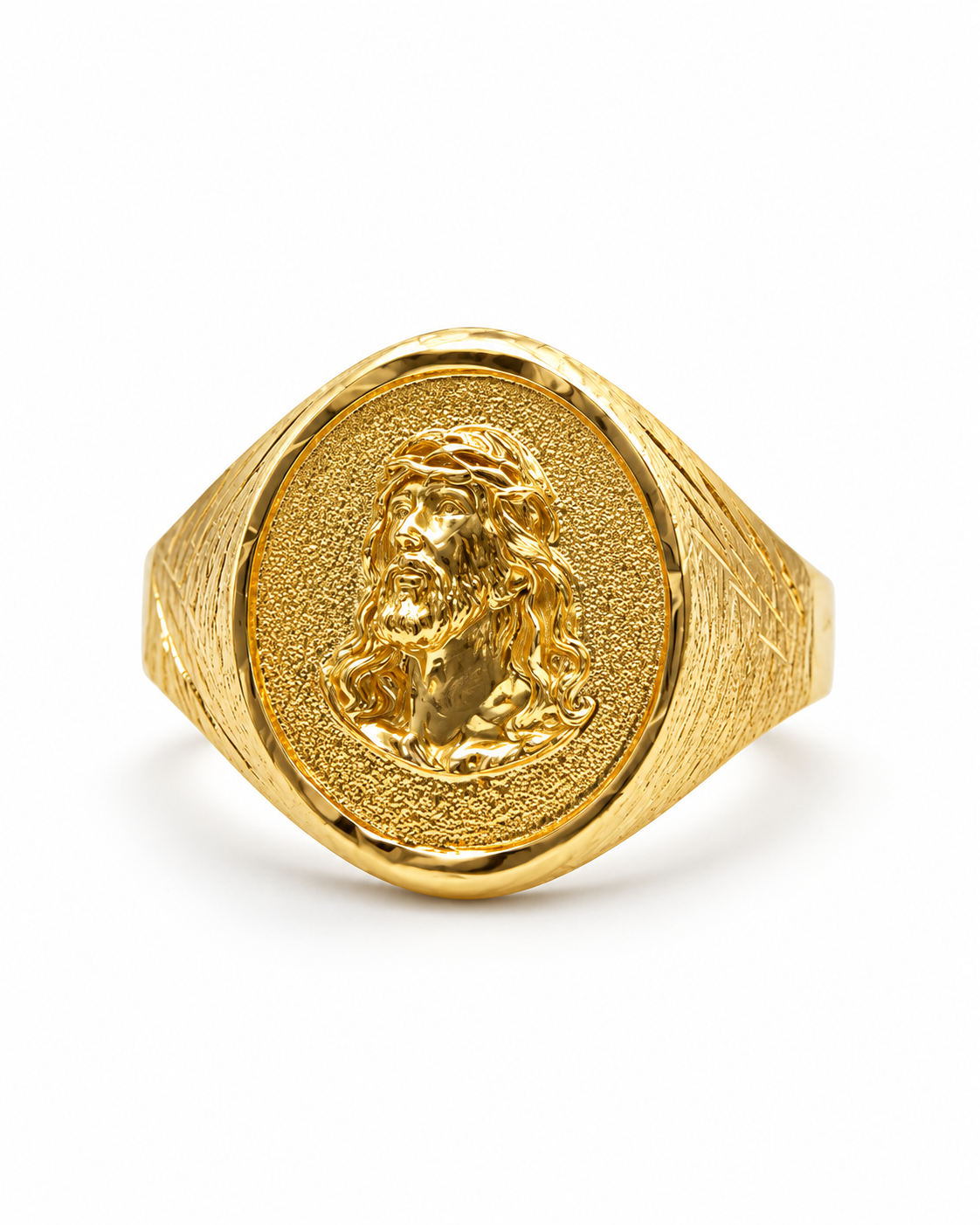 Anillo Rostro Jesus Oro amarillo 18k / Talla 11 3/4 / 2,44 Gr / 15,5 mm