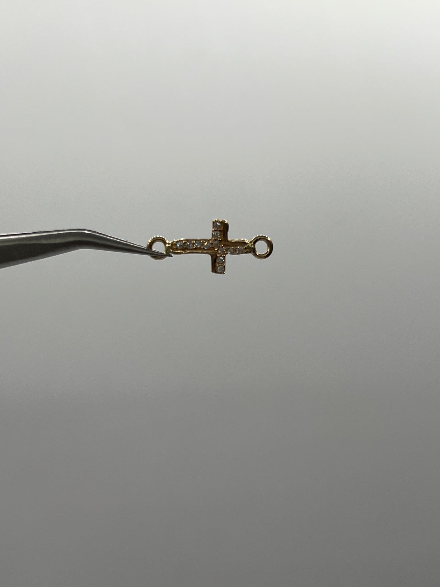 Herraje Cruz Circon Blanco Oro amarillo 18k 0,55 Gr / 1,2 Cm