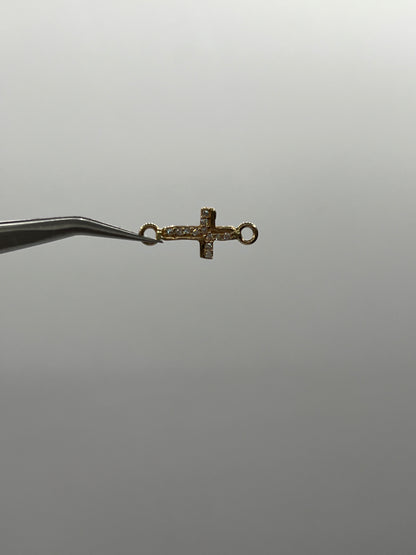 Herraje Cruz Circon Blanco Oro amarillo 18k 0,55 Gr / 1,2 Cm