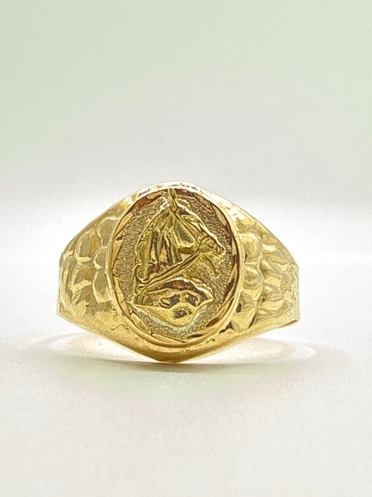 Anillo Caballo Oro amarillo 18k / Talla 10 1/2 / 2,76 Gr / 14 mm