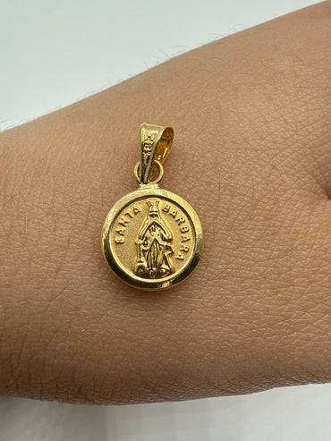 Dije Virgen Barbara Oro amarillo 18k 0,54 Gr / 10 mm / 1 Cm