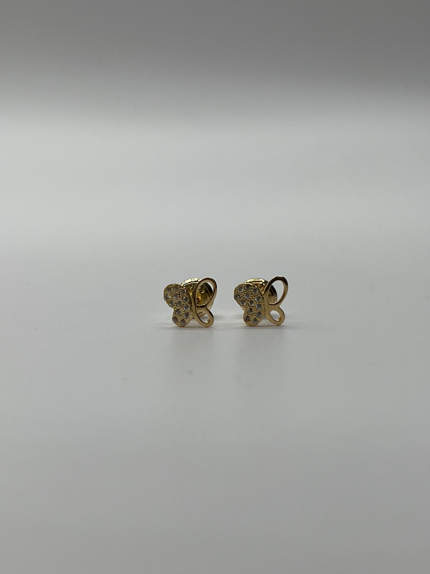 Topos Mariposa Circon Blanco Oro amarillo 18k 0,89 Gr / 7,53 mm