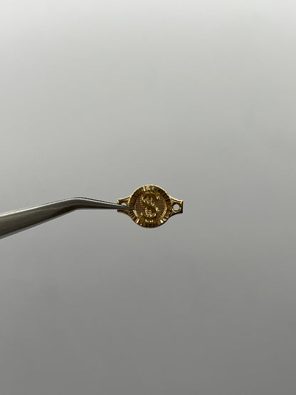Herraje signo peso Oro amarillo 18k 0,62 Gr / 0,90 Cm
