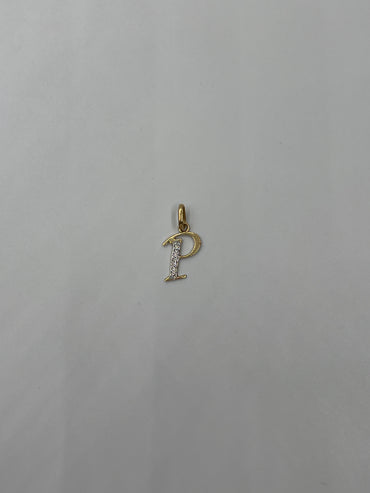 Dije Letra P Circon Blanco Oro amarillo 18k 0,56 Gr / 9,71 mm / 1,5 Cm