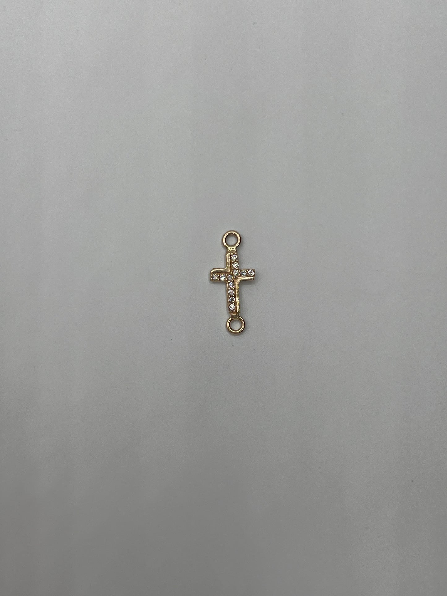 Herraje Cruz Circon Blanco Oro amarillo 18k 0,55 Gr / 1,2 Cm