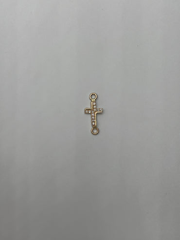 Herraje Cruz Circon Blanco Oro amarillo 18k 0,55 Gr / 1,2 Cm