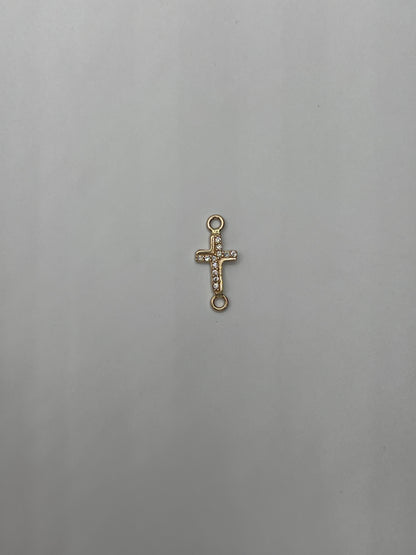 Herraje Cruz Circon Blanco Oro amarillo 18k 0,55 Gr / 1,2 Cm