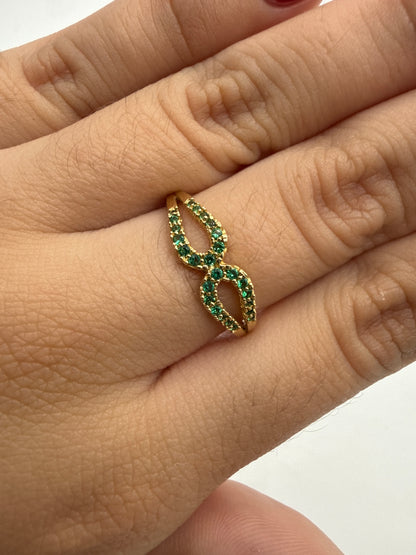 Anillo Circon Verde Oro amarillo 18k / Talla 7 / 2,05 Gr / 5,8 mm