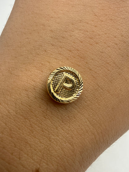 Herraje Letra P Diamantada Oro amarillo 18k 0,51 Gr / 1 Cm