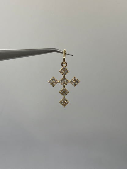 Dije Cruz Circon Blanco Oro amarillo 18k 3,32 Gr / 21,30 mm / 3 Cm