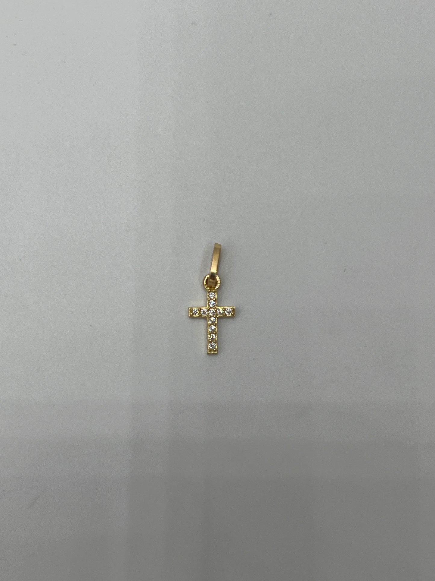 Dije cruz circon rosa Oro amarillo 18k 0,42 Gr / 6,70 mm / 1,1 Cm
