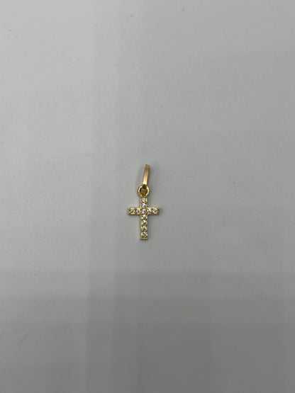 Dije cruz circon rosa Oro amarillo 18k 0,42 Gr / 6,70 mm / 1,1 Cm