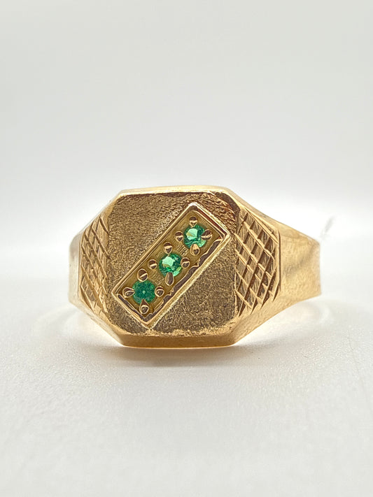 Anillo Circon Verde Oro amarillo 18k / Talla 9 1/2 / 2,04 Gr / 11 mm