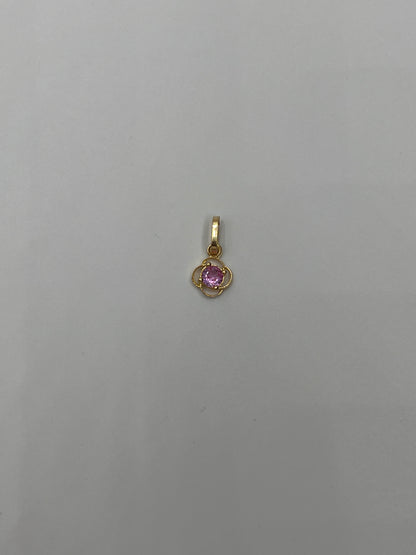 Dije trebol circon lila Oro amarillo 18k 0,39 Gr / 6,70 mm / 0,8 Cm