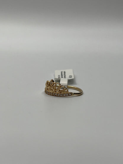 Anillo 15s Corona Circon Blanco Oro amarillo 18k / Talla 7 / 2,09 Gr / 8,25 mm