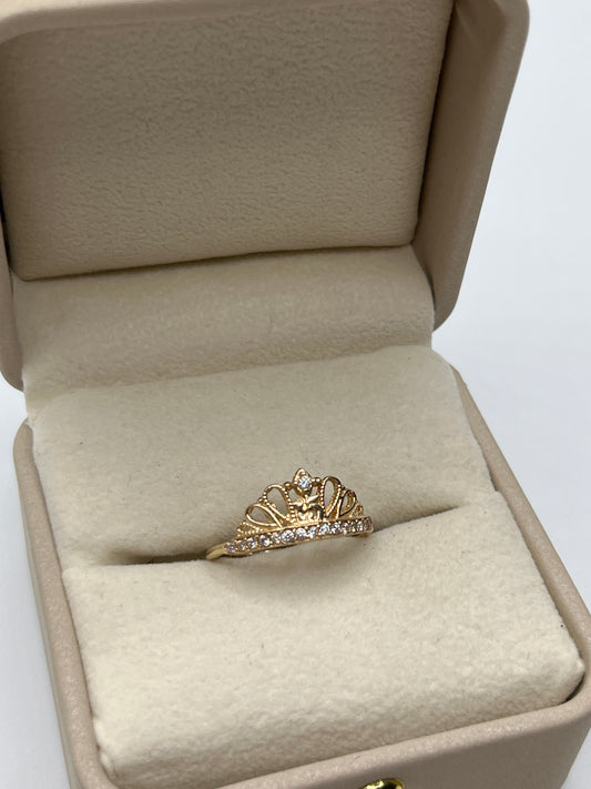 Anillo 15s Corona Circon Blanco Oro amarillo 18k / Talla 7 / 2,09 Gr / 8,25 mm