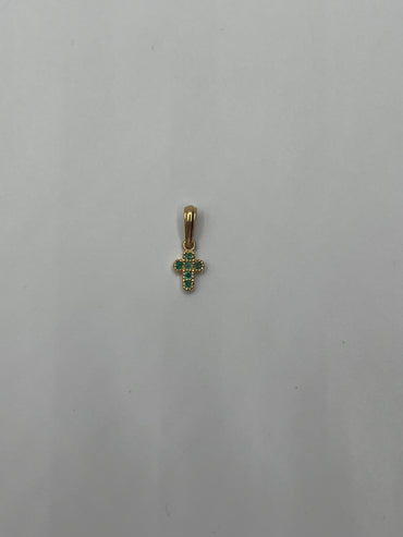 Dije cruz esmeralda oro amarillo 18k / 0.63gr (joya)