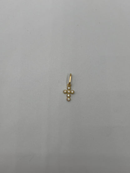 Dije cruz circon blanco Oro amarillo 18k 0,33 Gr / 5,60 mm / 0,9 Cm