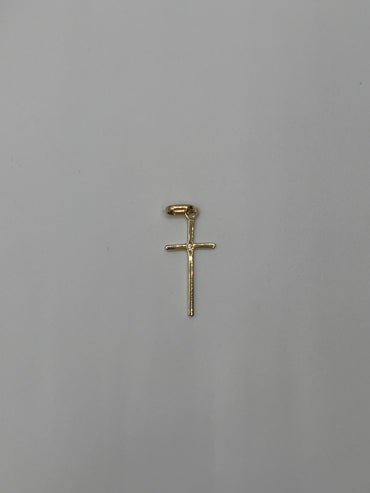 Dije cruz lisa circon blanco Oro amarillo 18k 0,58 Gr / 10 mm / 2,30 Cm
