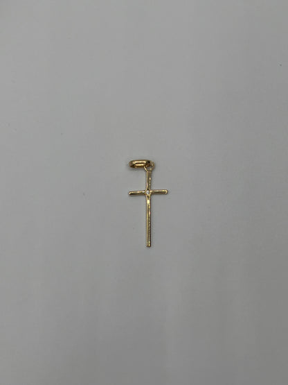 Dije cruz lisa circon blanco Oro amarillo 18k 0,58 Gr / 10 mm / 2,30 Cm