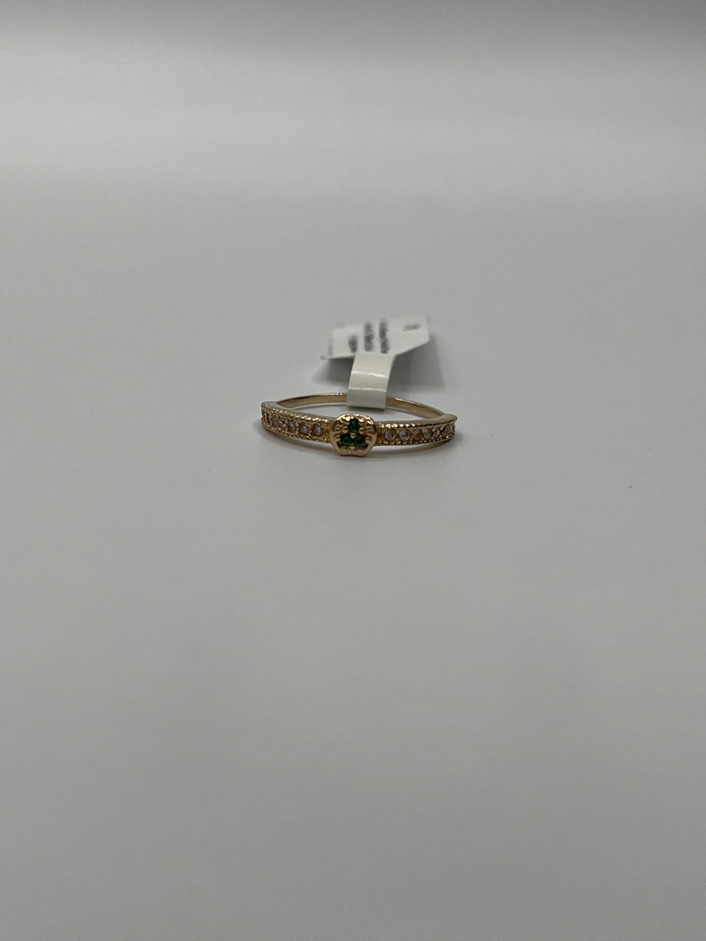 Anillo Circon Blanco y Verde Oro amarillo 18k / Talla 5 1/2 / 1,77 Gr / 3,93 mm