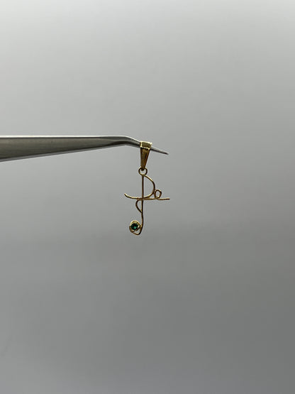 Dije Cruz Fe Circon Verde Oro amarillo 18k 0,61 Gr / 13,74 mm / 2,1 Cm