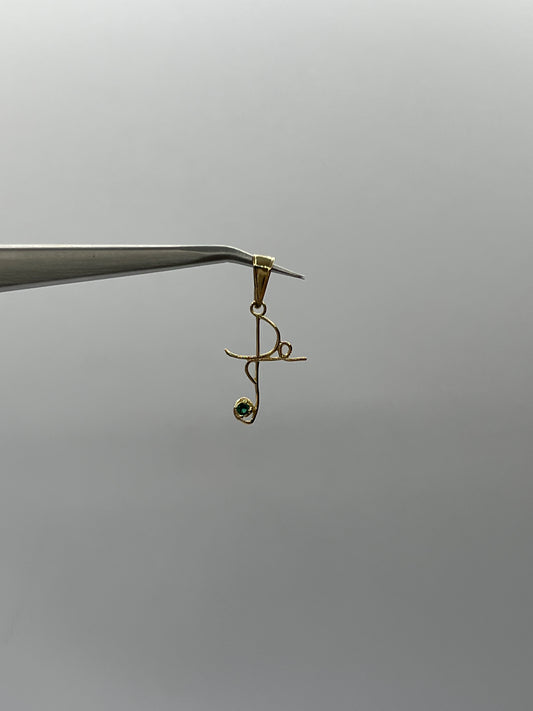 Dije Cruz Fe Circon Verde Oro amarillo 18k 0,61 Gr / 13,74 mm / 2,1 Cm