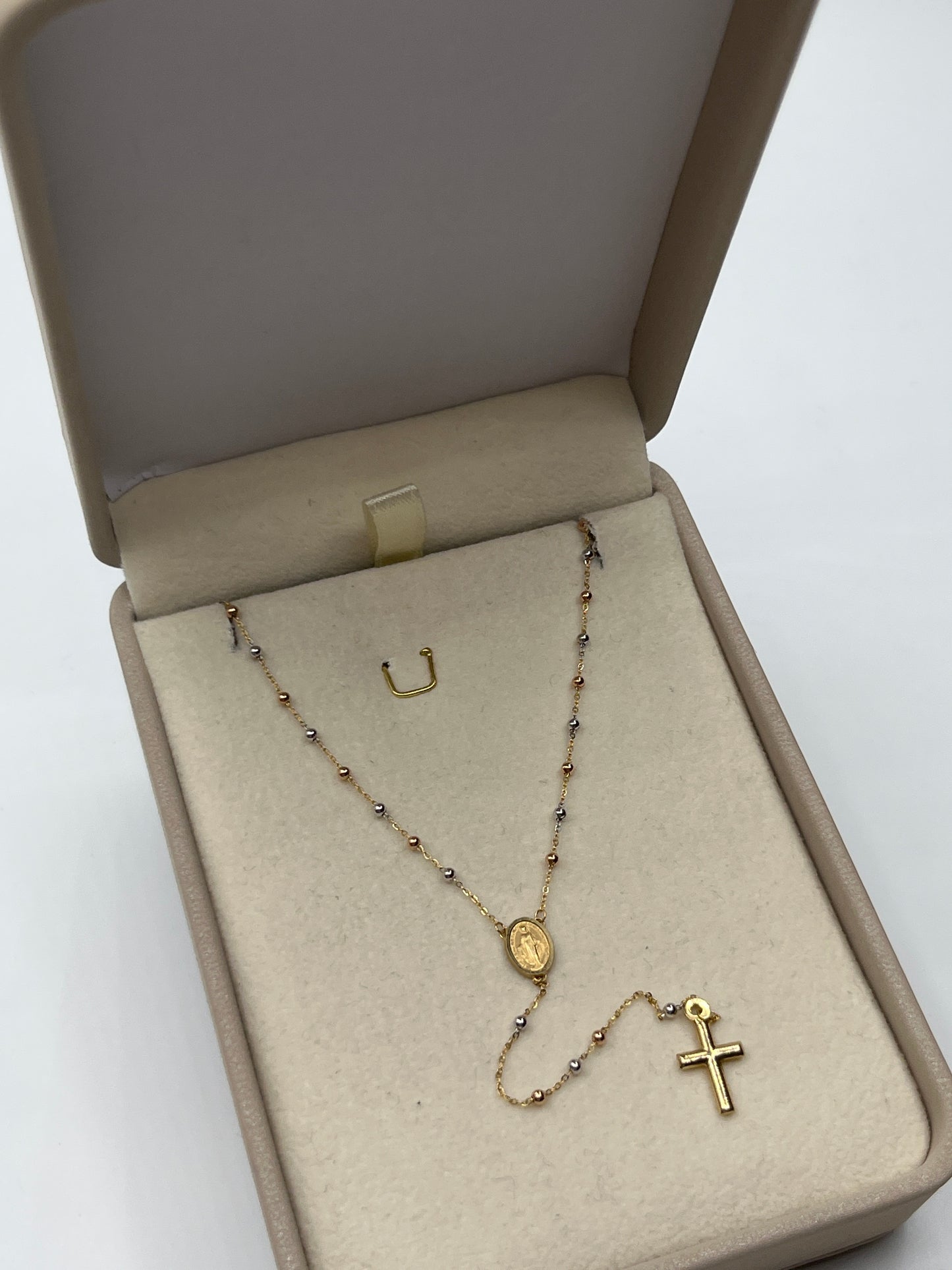 Rosario It Virgen Milagrosa Tres oros 18k +3 / 2,73 Gr / 2 mm / 50 Cm