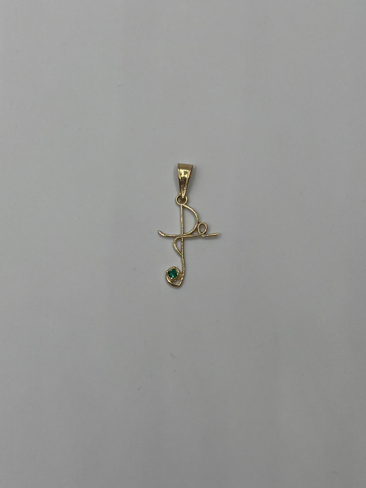 Dije Cruz Fe Circon Verde Oro amarillo 18k 0,61 Gr / 13,74 mm / 2,1 Cm