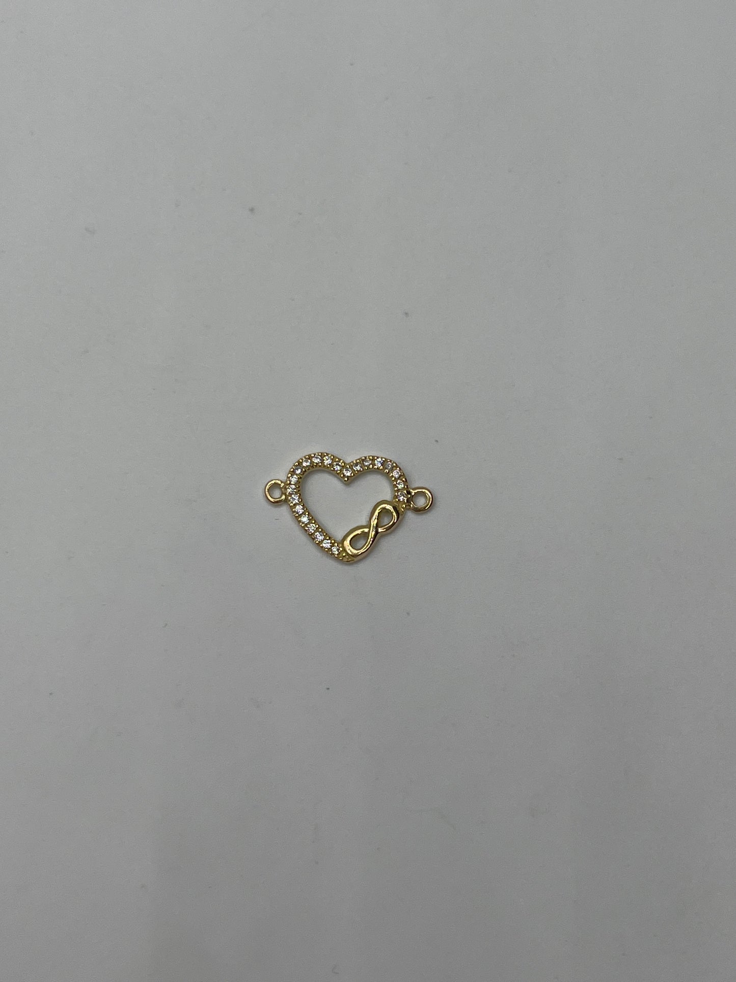 Herraje Corazon Infinito Circon Blanco Oro amarillo 18k 0,86 Gr / 1,2 Cm