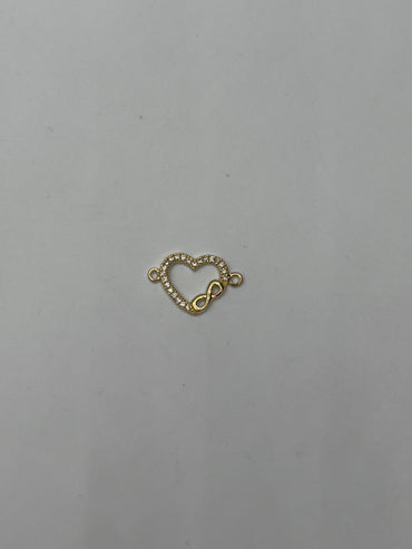 Herraje Corazon Infinito Circon Blanco Oro amarillo 18k 0,86 Gr / 1,2 Cm