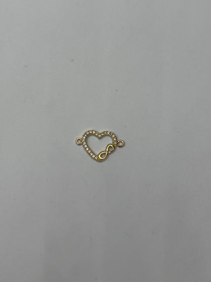Herraje Corazon Infinito Circon Blanco Oro amarillo 18k 0,86 Gr / 1,2 Cm