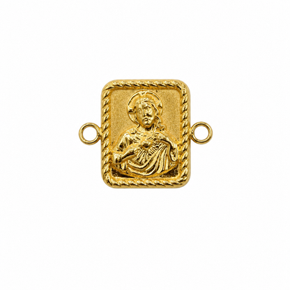 Herraje Doble Faz Sagrado Corazon y Virgen del Carmen Oro amarillo 18k 0,82 Gr / 1,25 Cm