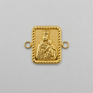 Herraje Doble Faz Sagrado Corazon y Virgen del Carmen Oro amarillo 18k 0,82 Gr / 1,25 Cm