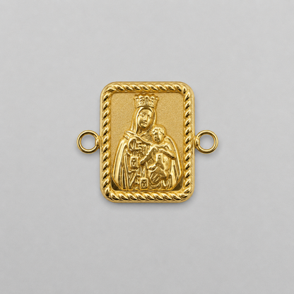 Herraje Doble Faz Sagrado Corazon y Virgen del Carmen Oro amarillo 18k 0,82 Gr / 1,25 Cm