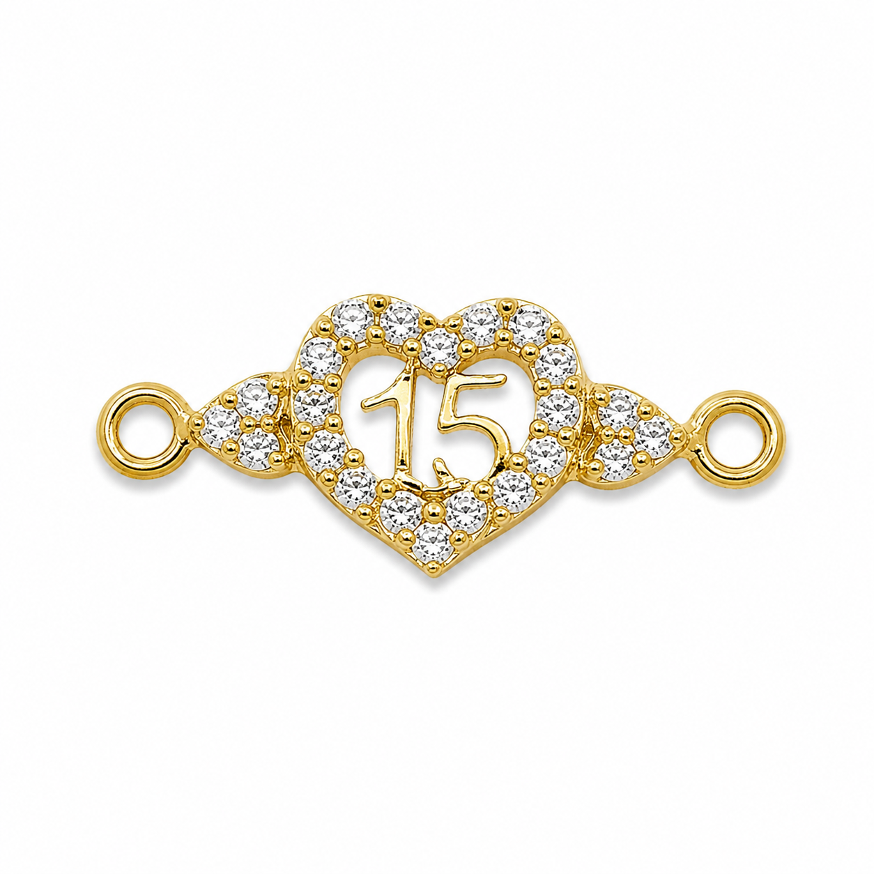 Herraje 15s Corazon Circon Blanco Oro amarillo 18k 1,48 Gr / 0,9 Cm