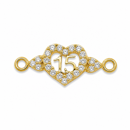 Herraje 15s Corazon Circon Blanco Oro amarillo 18k 1,48 Gr / 0,9 Cm