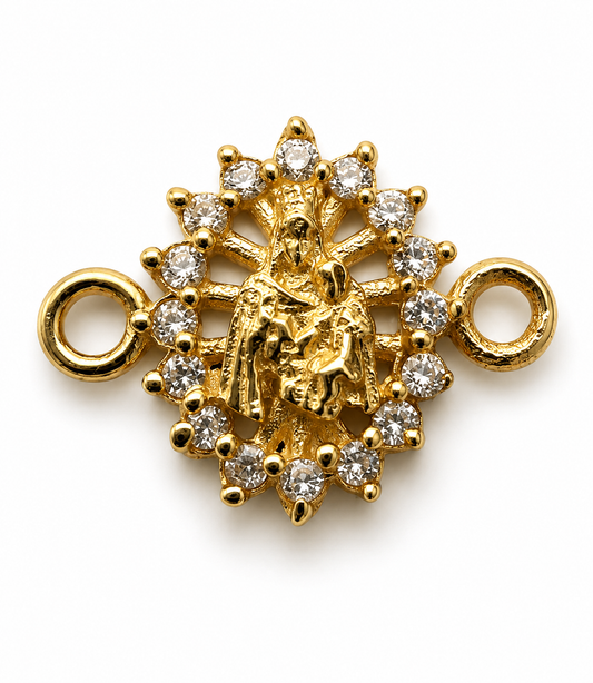 Herraje Virgen del Carmen Circon Blanco Oro amarillo 18k 0,38 Gr / 0,80 Cm
