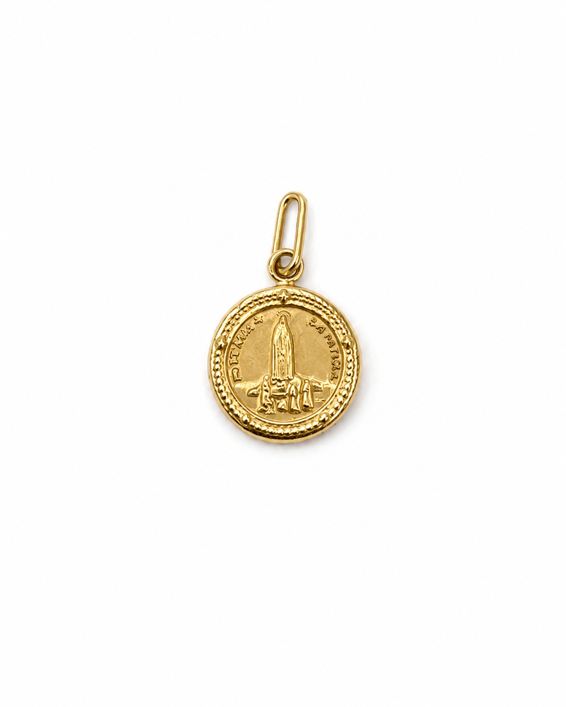 Dije Virgen de Fatima Oro amarillo 18k 0,82 Gr / 12,75 mm / 1,6 Cm