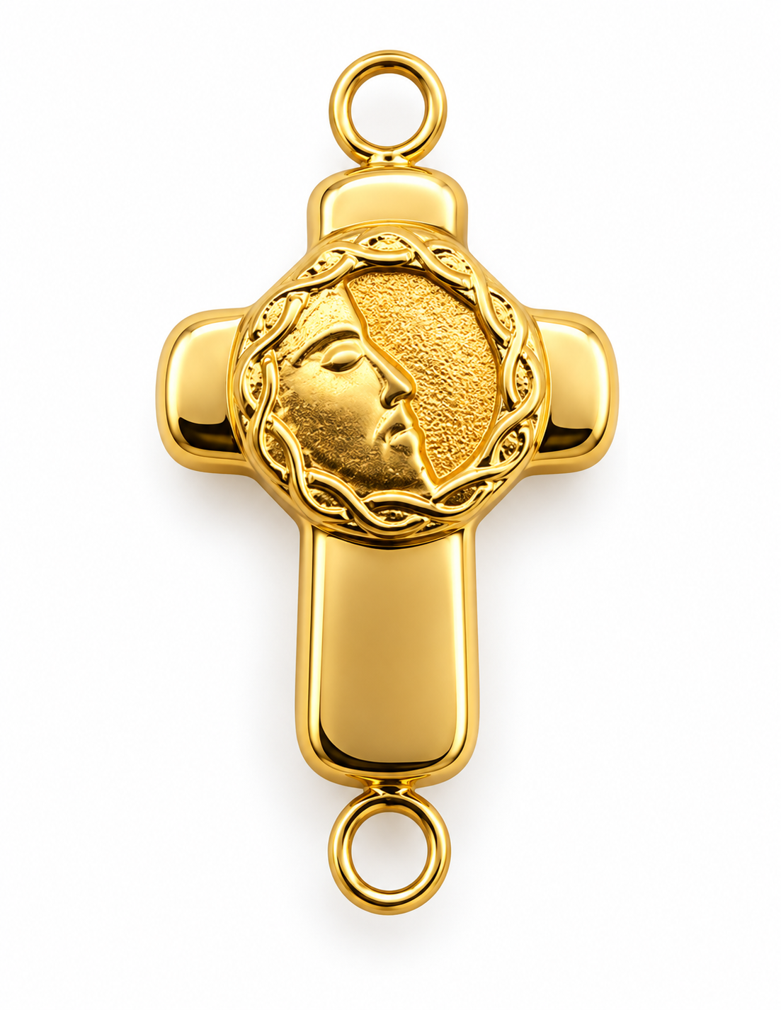 Herraje Cruz Rostro Cristo Oro amarillo 18k 0,45 Gr / 0,9 Cm